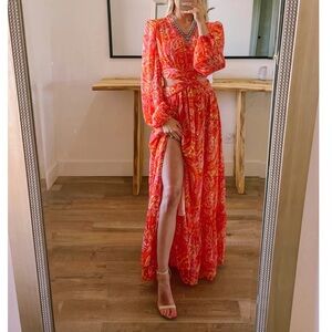 Elegant Red Floral Maxi Dress